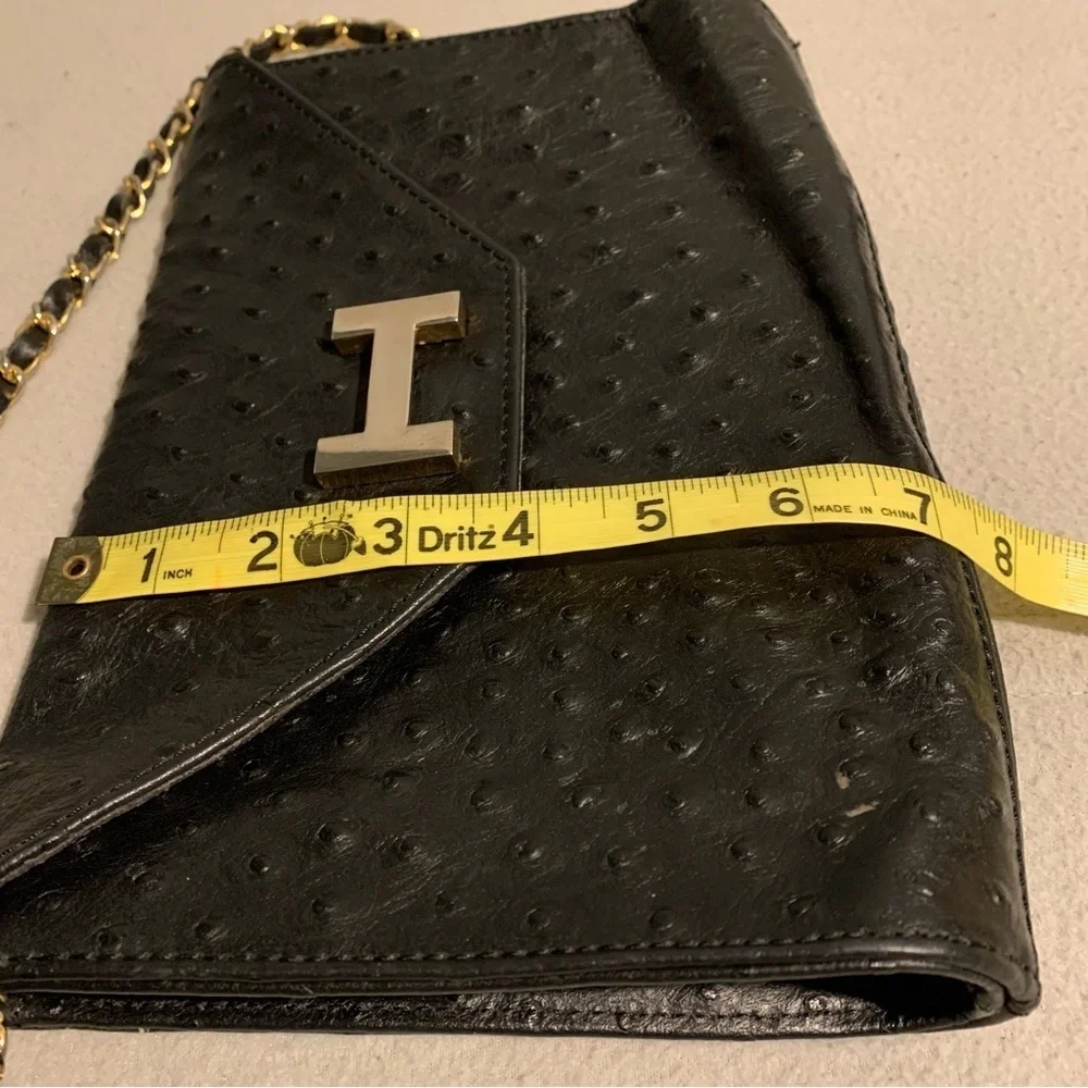 Courage B Black Genuine Leather Chain Strap Handbag Made In Italy